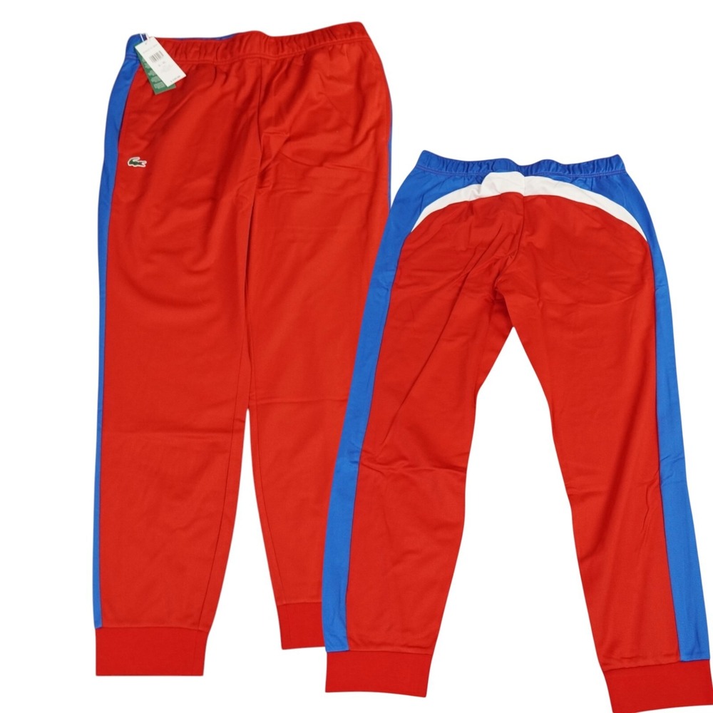 LACOSTE Sport Pants Mens 7 XXL Red Tennis Run Resistant Track‎ ColorBlock